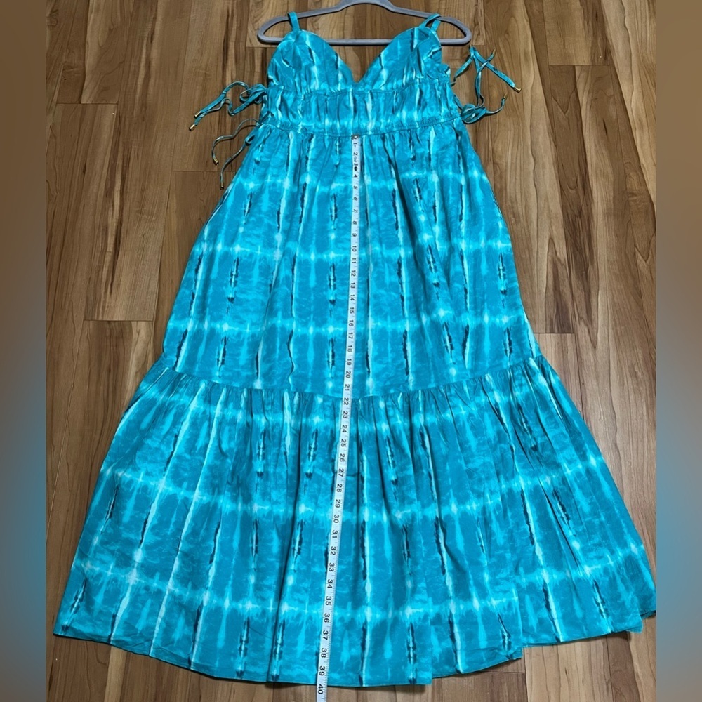 INC International Concepts Teal Tie Dye Maxi Dress L Boho Resort 100% Cotton - Picture 12 of 12